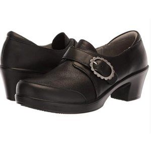 Alegria HOLLI SPIFFY Black Leather Buckle Clogs Size 36/6 Shoes